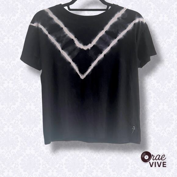 Electric & Rose Cropped Yoga Tee Black White Crew Neck Tie Dye Size Small - Picture 1 of 4